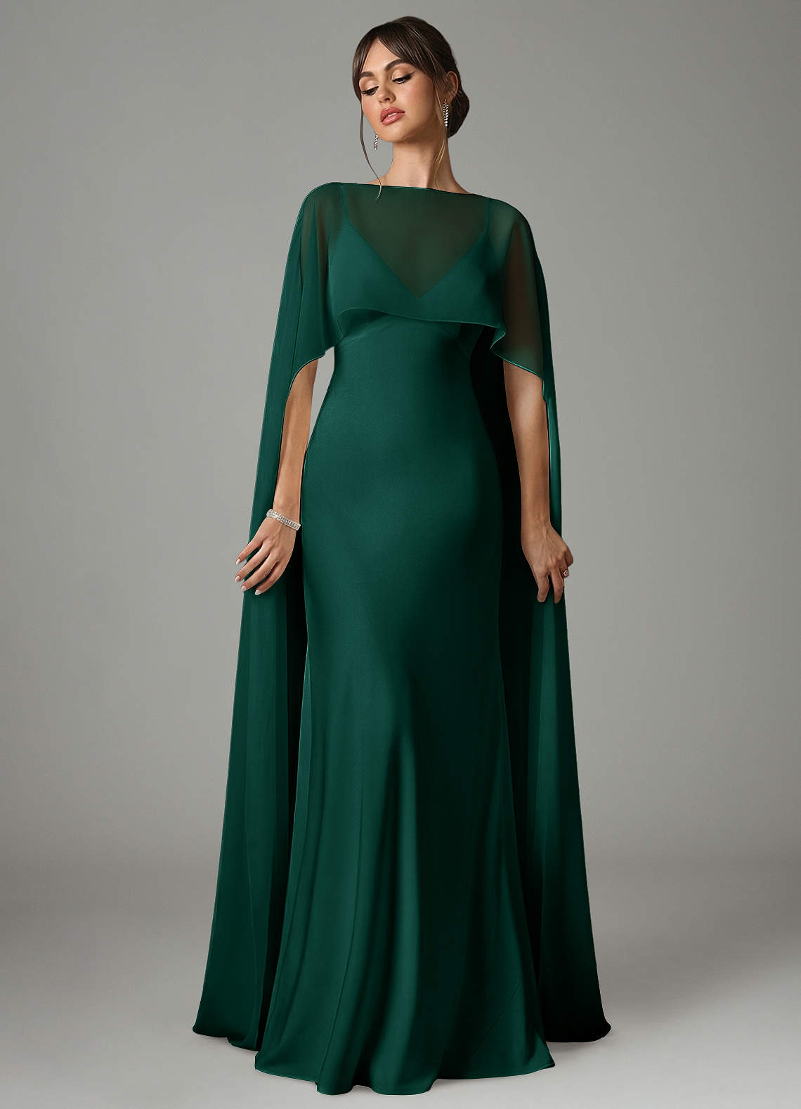 Azazie Stefania Emerald Stretch Satin Bridesmaid Dresses | Azazie