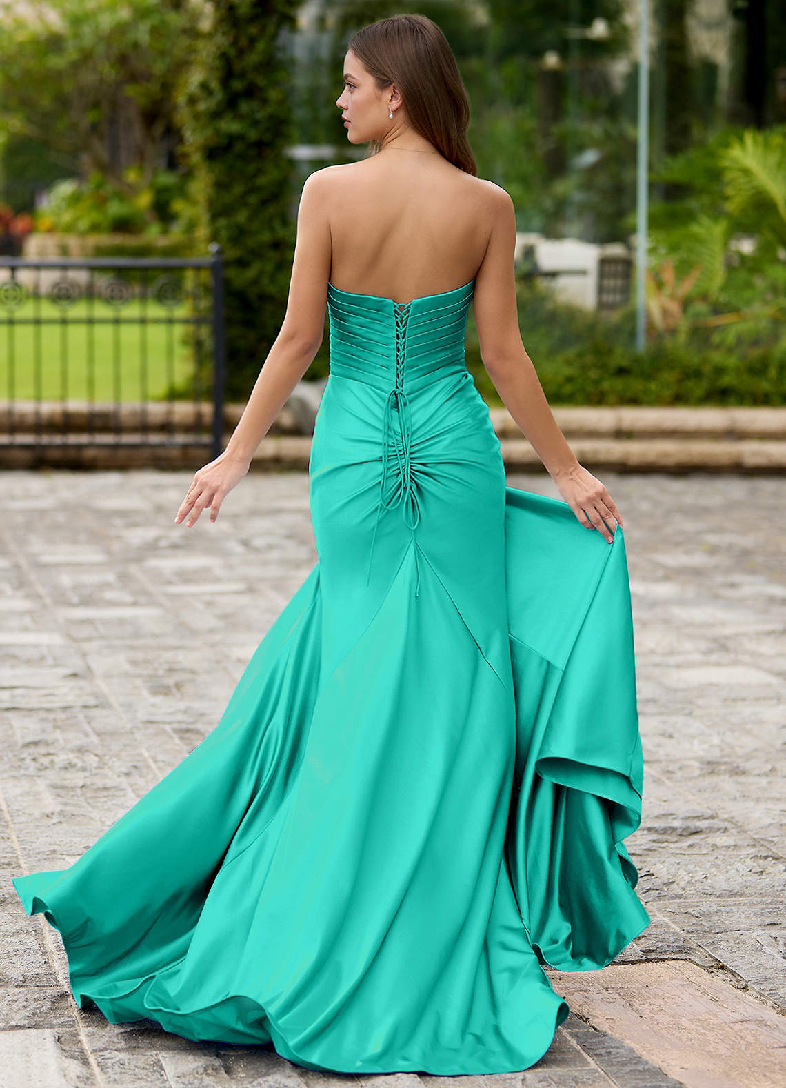 chinese dress ladies Turquoise See Through V Neck Mermaid Long Evening Prom Dress PG582 US6 / Custom Color