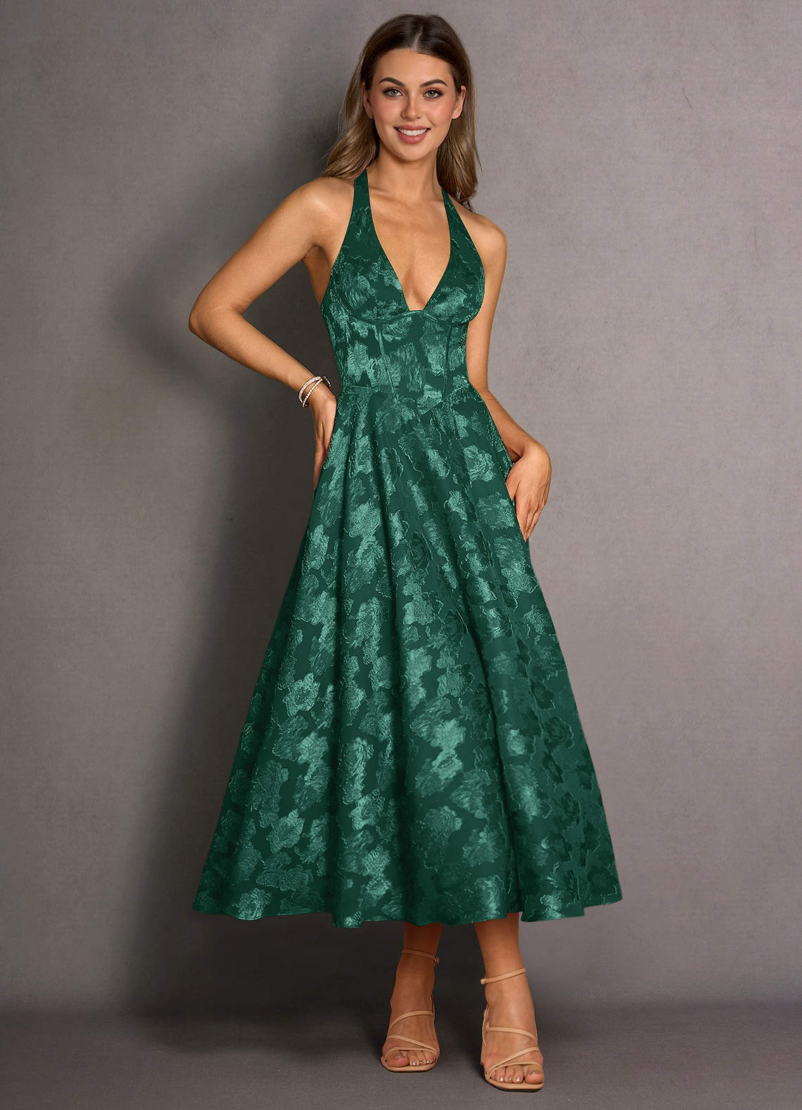 Isabeau Hunter Green Midi Dress | Azazie Isabeau Hunter Green Midi Dress | Azazie
