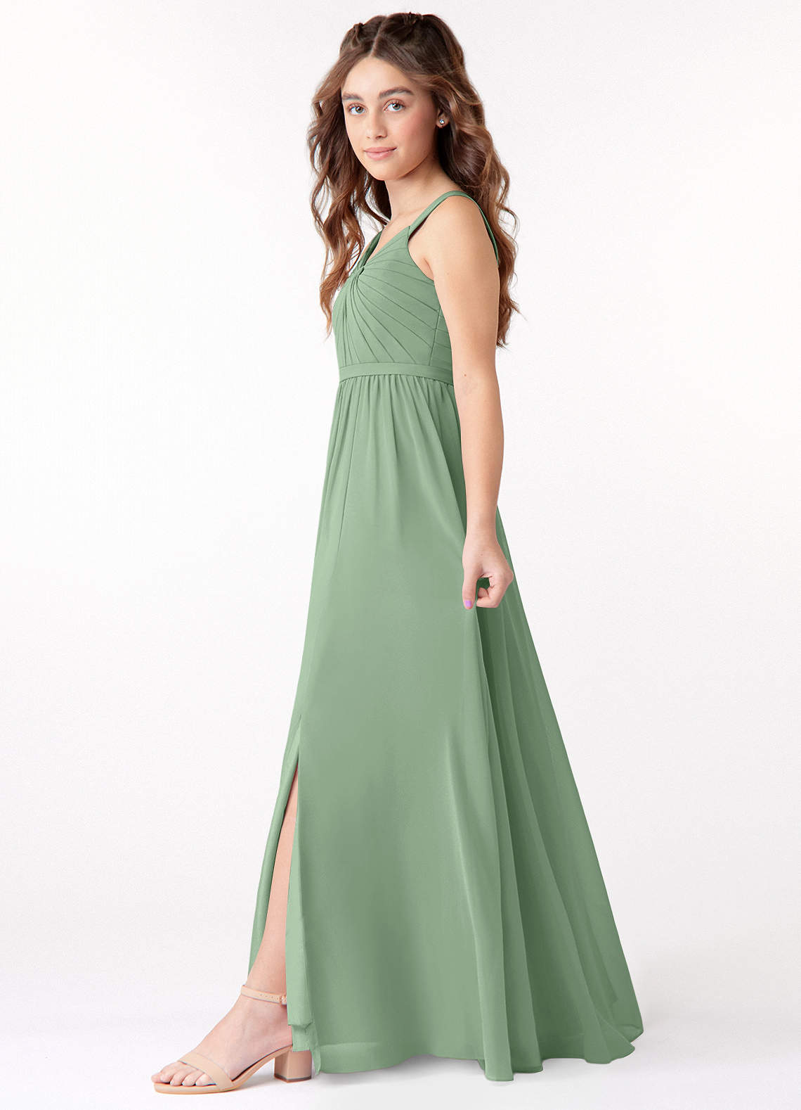 Azazie Evie Junior Ready to Ship Bridesmaid Dress in Agave | Azazie