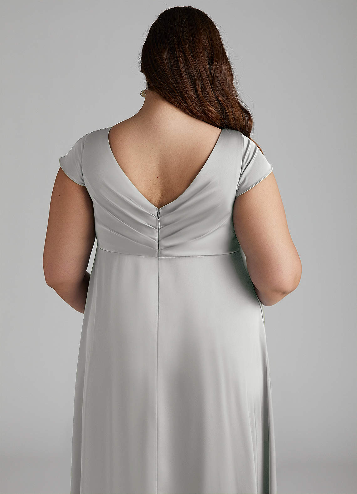 Azazie Allessia vestidos de dama de honor de maternidad Vestido de Corte en A Plisado Hasta el suelo Satén Elástico image11