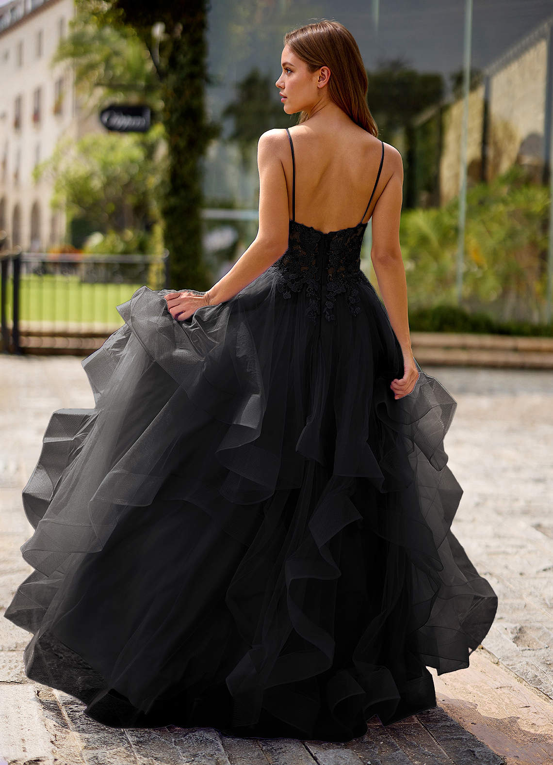 strapless open back dress Black Open-Back Babydoll Mini Dress main image 1