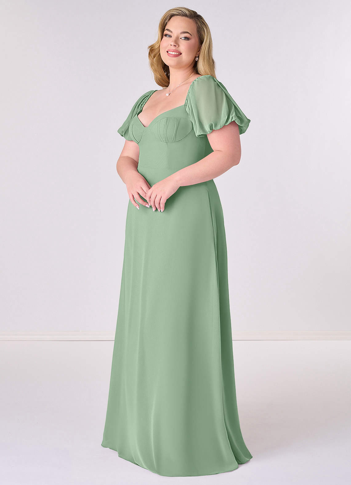 Barbie ♥ Azazie Bridesmaid Dresses Matcha A-Line Pleated Chiffon Dress image8
