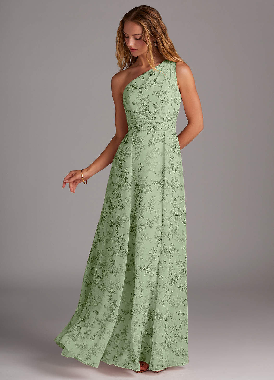 green emerald velvet dress KAMALA V TWIST CUT OUT PUFF SLEEVE MAXI DRESS main image 1