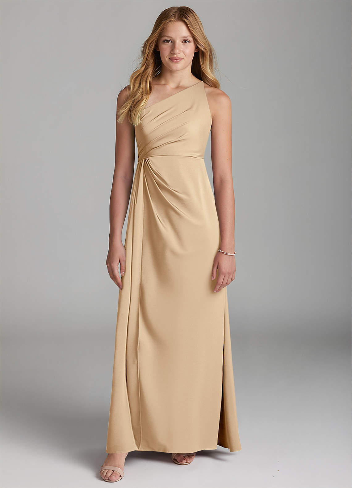 satin champagne junior bridesmaid dress Champagne Whisper Satin Junior Bridesmaid Dresses