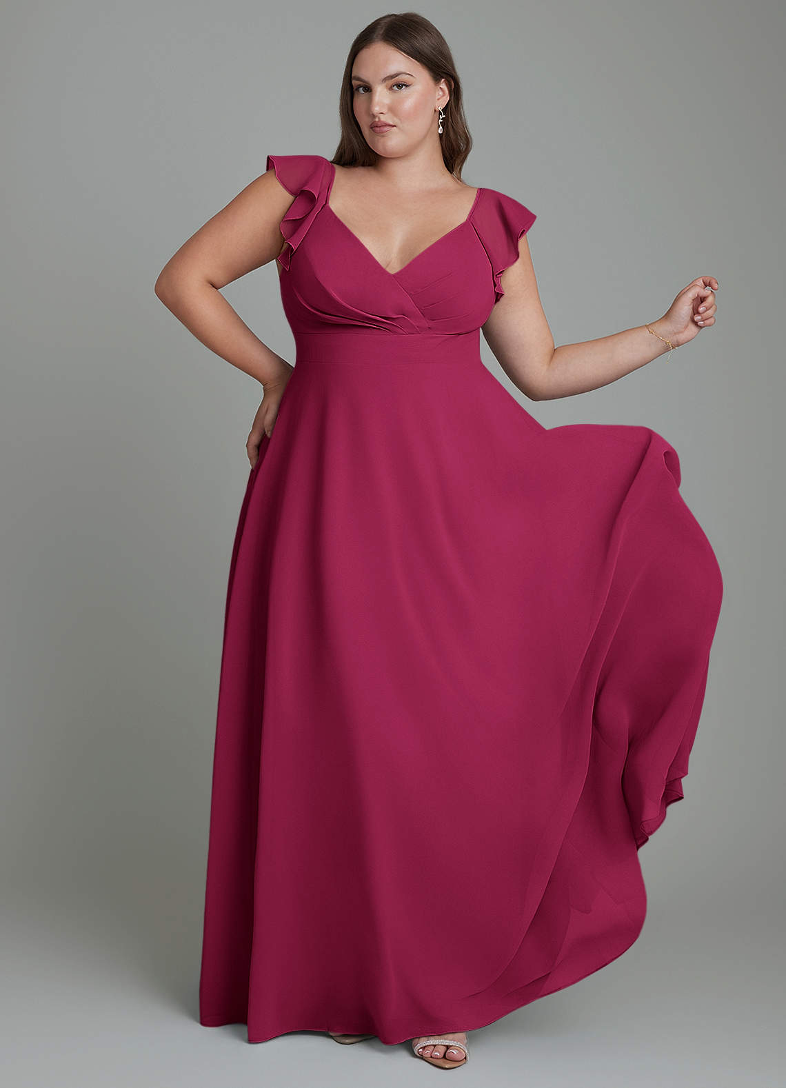 Azazie Leilani Bridesmaid Dresses Burgundy A-Line Pleated Chiffon Dress image3