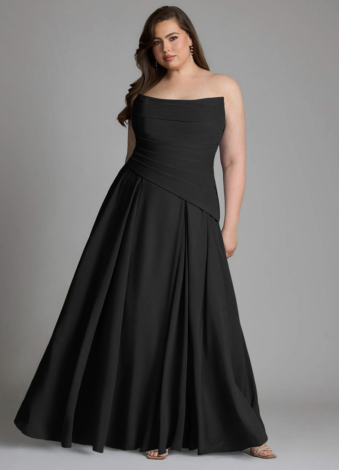 Azazie Gabriela Bridesmaid Dresses Black A-Line Corset Chiffon Dress image14