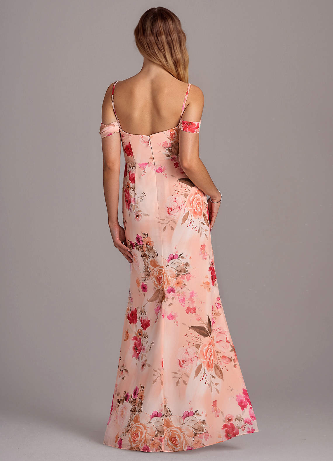 Azazie Saige Bridesmaid Dresses Abstract Bouquet Floral A-Line Off the Shoulder Chiffon Convertible Dress image1
