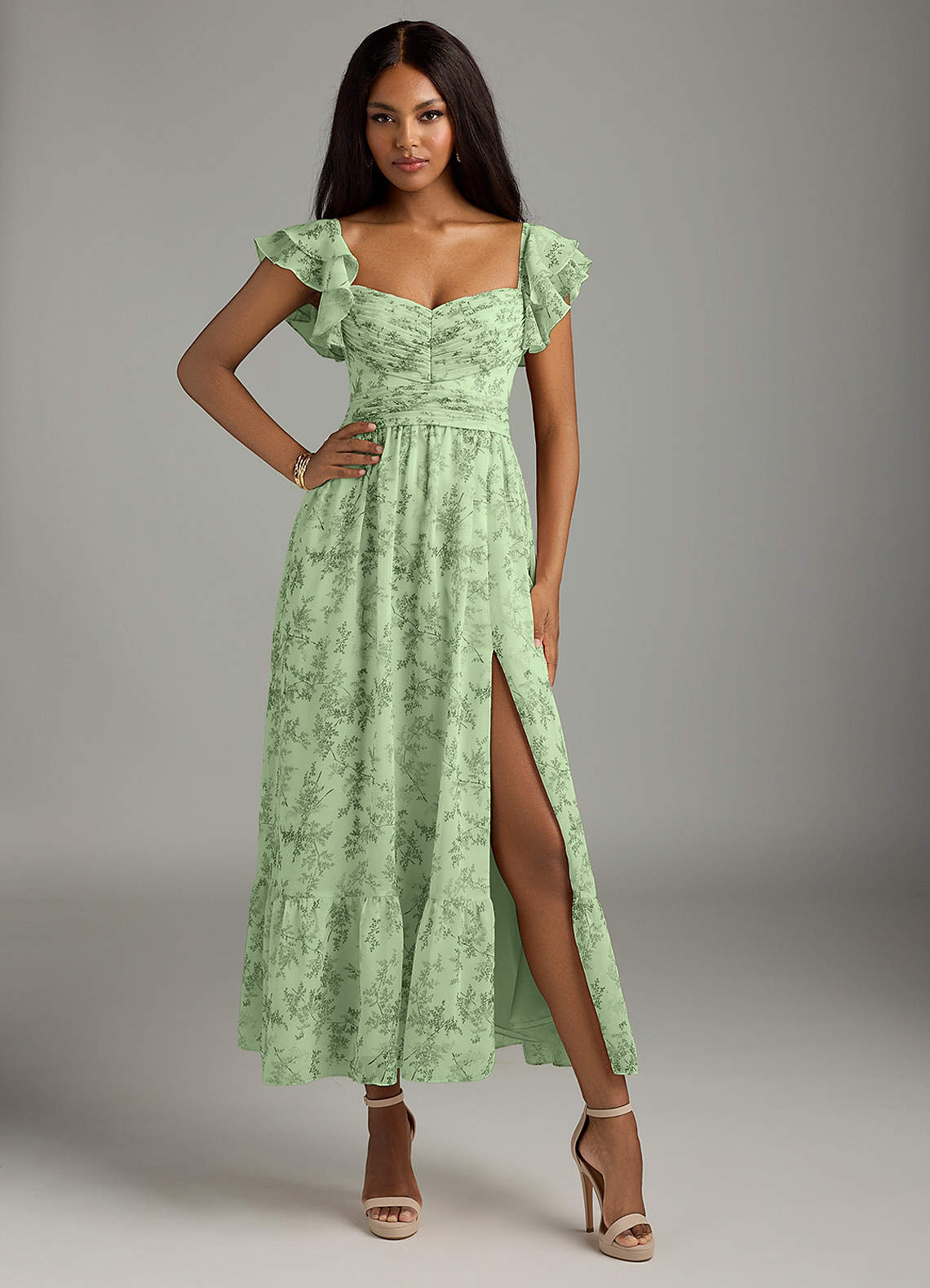 Azazie Anaya Green Fern Floral Chiffon Bridesmaid Dresses | Azazie Azazie Anaya Green Fern Floral Chiffon Bridesmaid Dresses | Azazie