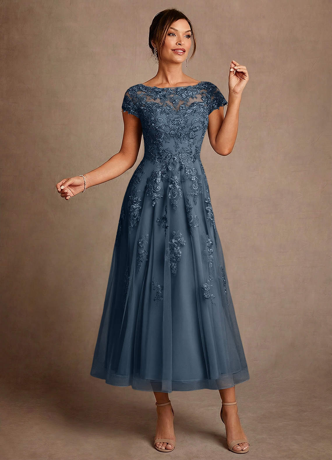 Azazie Jolanda Mother of the Bride Dresses Neptune A-Line Lace Dress image2