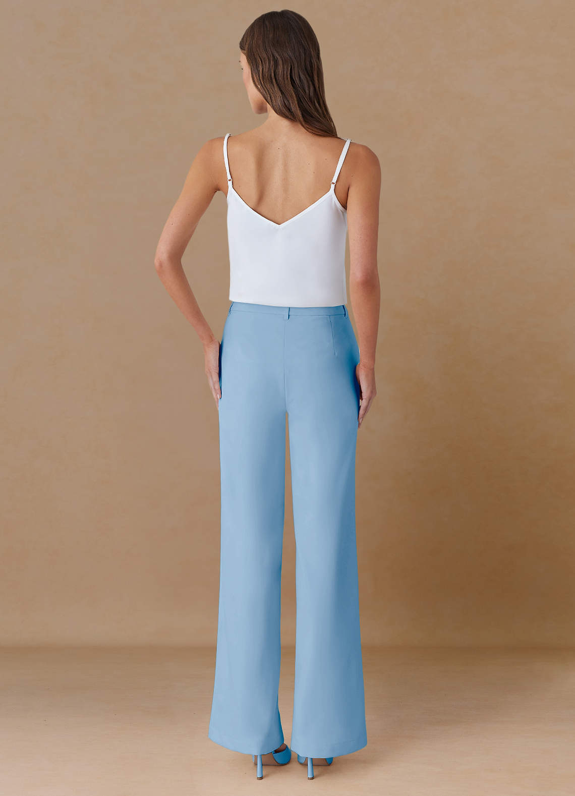 front Marina Sky Blue Refined Weave Straight-Leg Pants