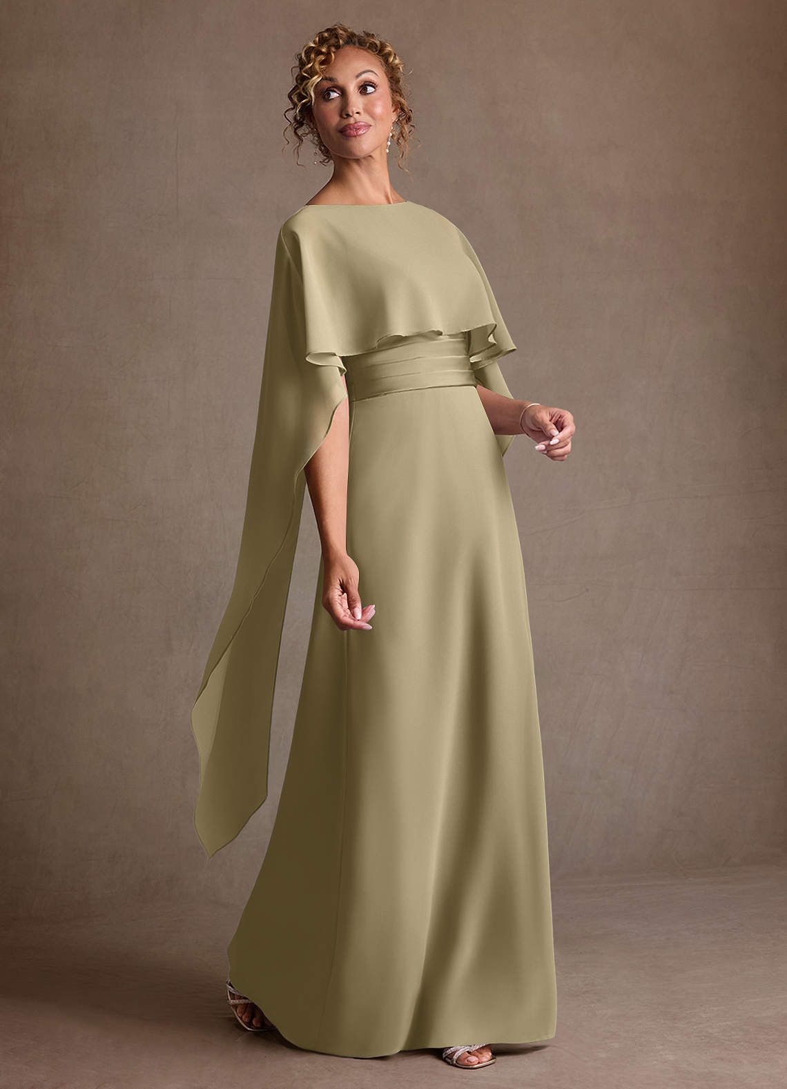 Azazie Marilla Mother of the Bride Dresses Moss Green A-Line Pleated Chiffon Dress image1