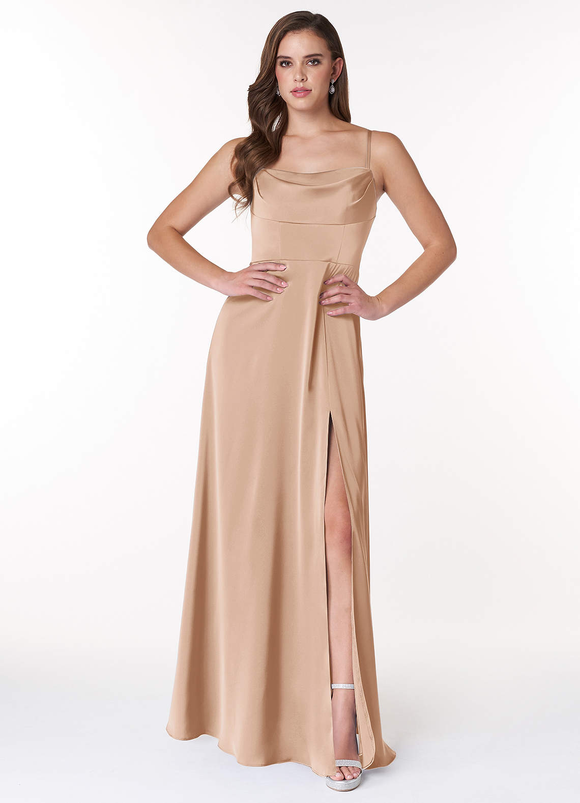 Azazie Clove Stretch Satin Dress Final Sale  image1