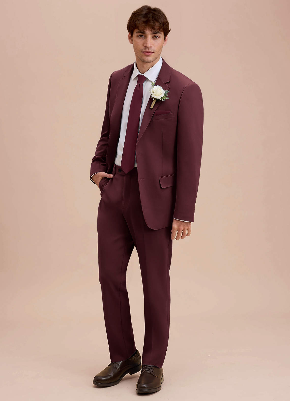 front Ethan Cabernet Refined Weave Suit