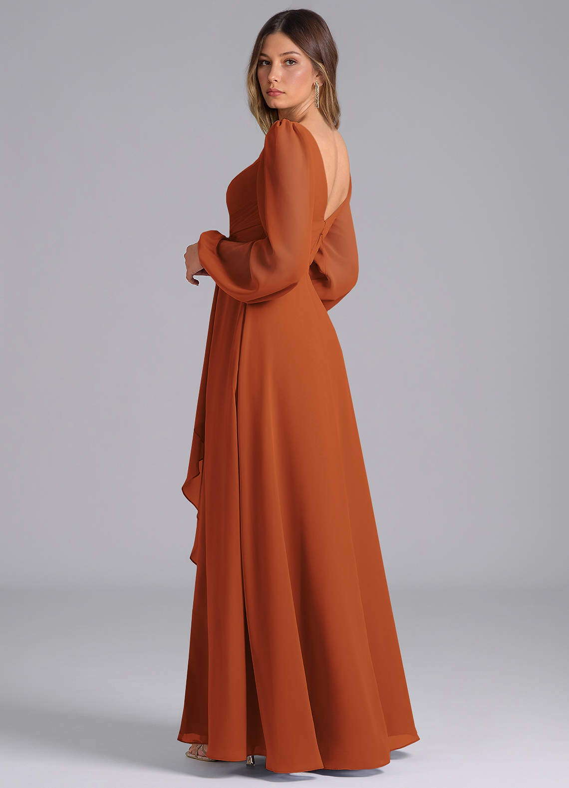 cinnamon chiffon bridesmaid dress Mackenzie Chiffon Dress
