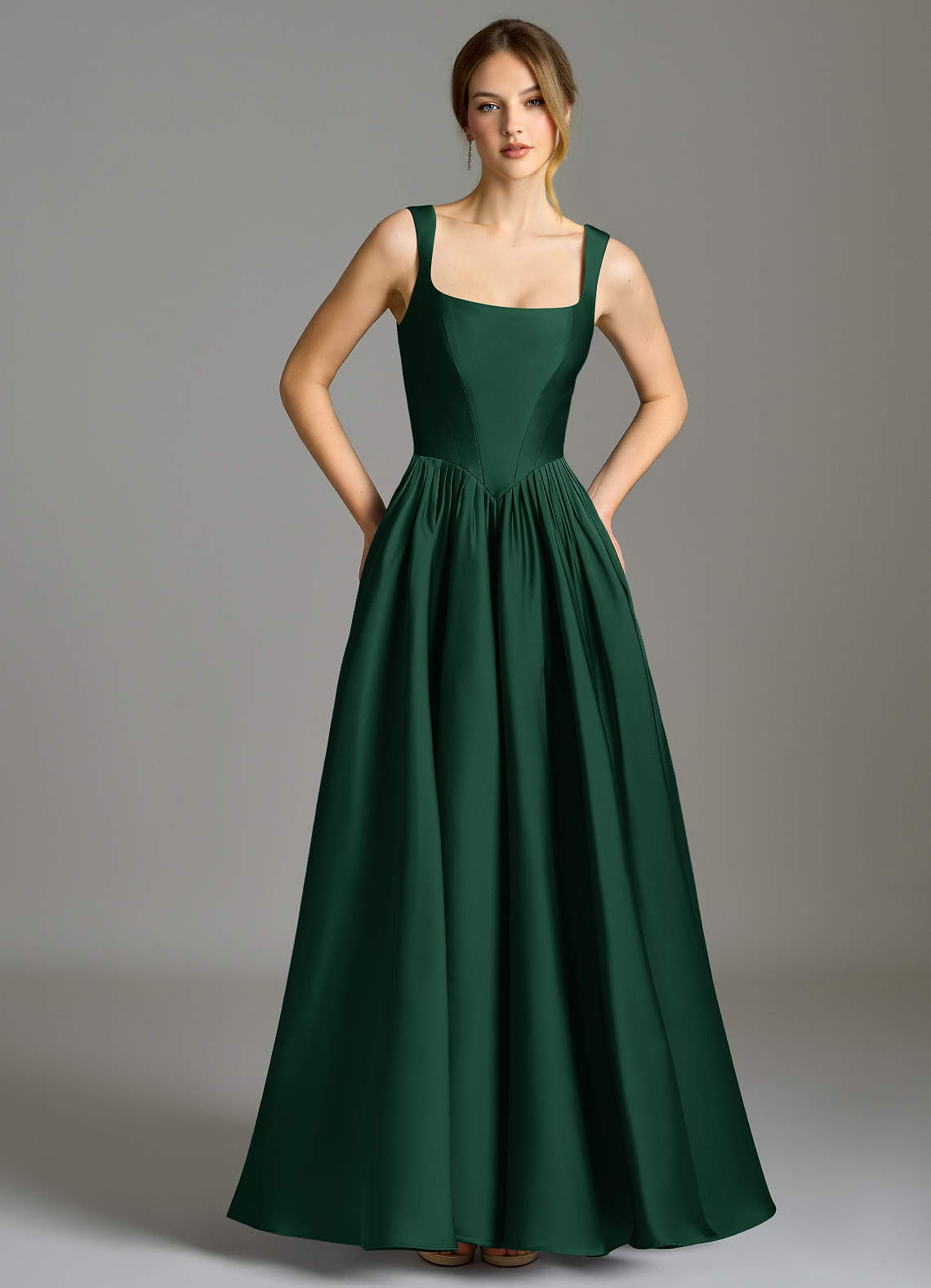 Azazie Verina Ready to Ship Dark Green Stretch Satin Bridesmaid Dresses | Azazie Azazie Verina Ready to Ship Dark Green Stretch Satin Bridesmaid Dresses | Azazie