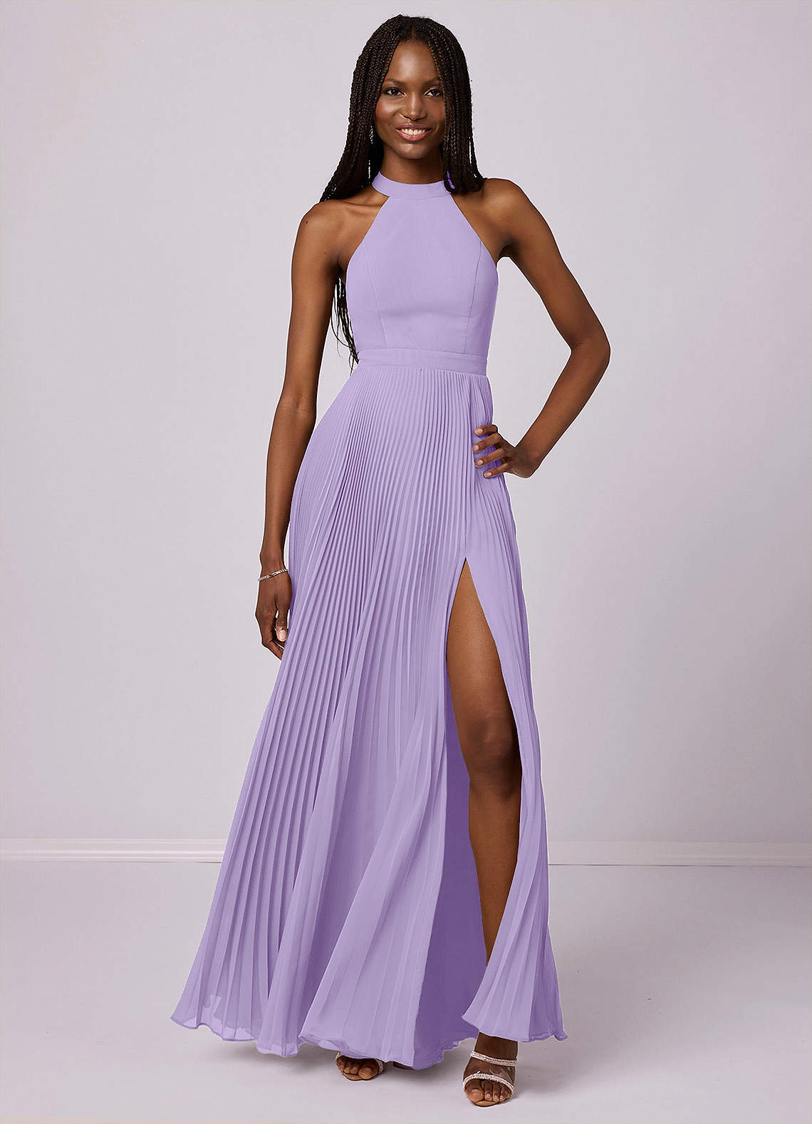 Barbie ♥ Azazie Brautjungfernkleider A-Linie Plissee Chiffon Kleid Flieder image1