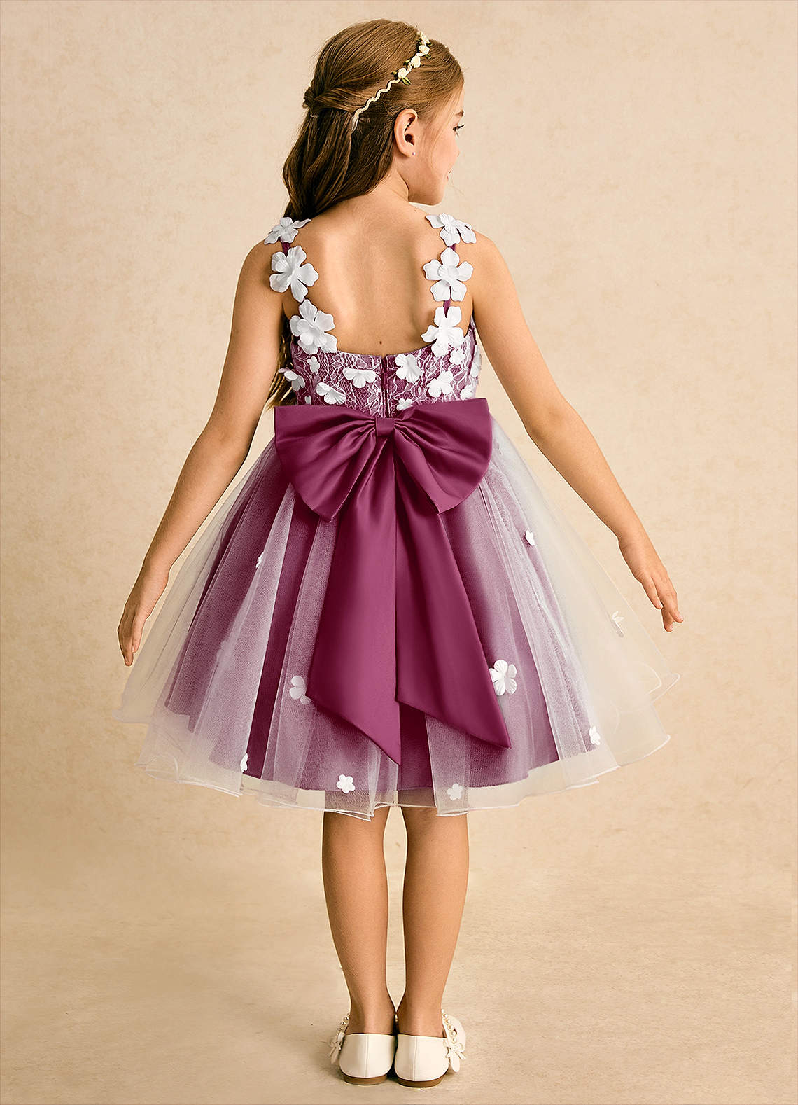 Azazie Junebug Flower Girl Dresses Ivory Mulberry Ball-Gown Lace Tulle Dress image1