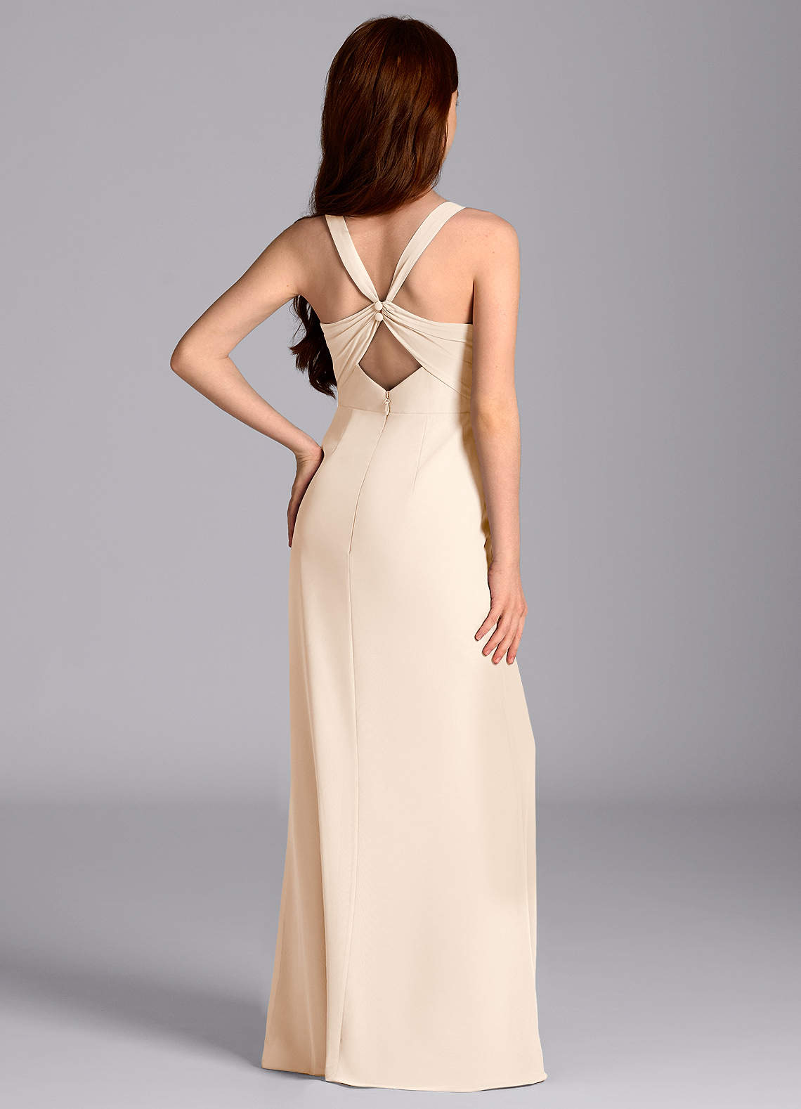 Azazie Mero Junior White Alabaster Mermaid Pleated Chiffon Dress image1