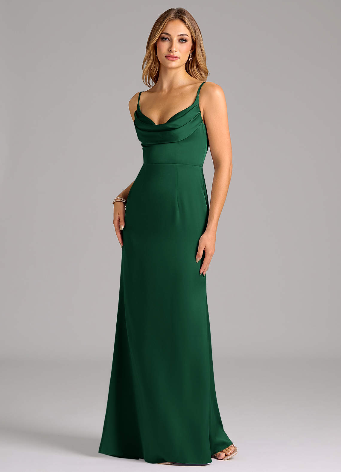 Azazie Aimee Bridesmaid Dresses Dark Green A-Line Sweetheart Neckline Stretch Satin Dress image1
