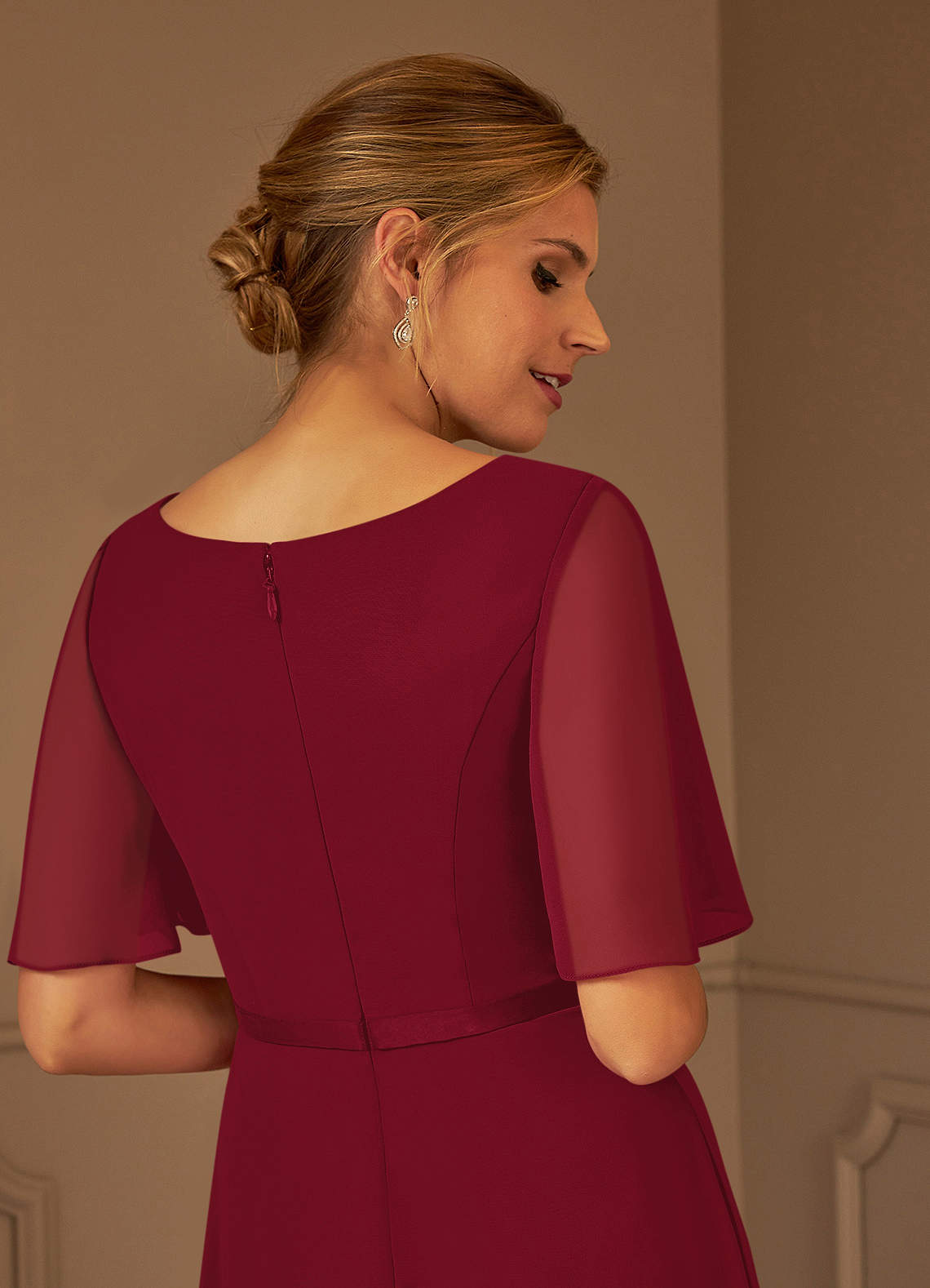 Azazie A-Line/Princess V-Neck Floor-Length Matte Satin Mother of The Bride or Groom Dresses - Burgundy