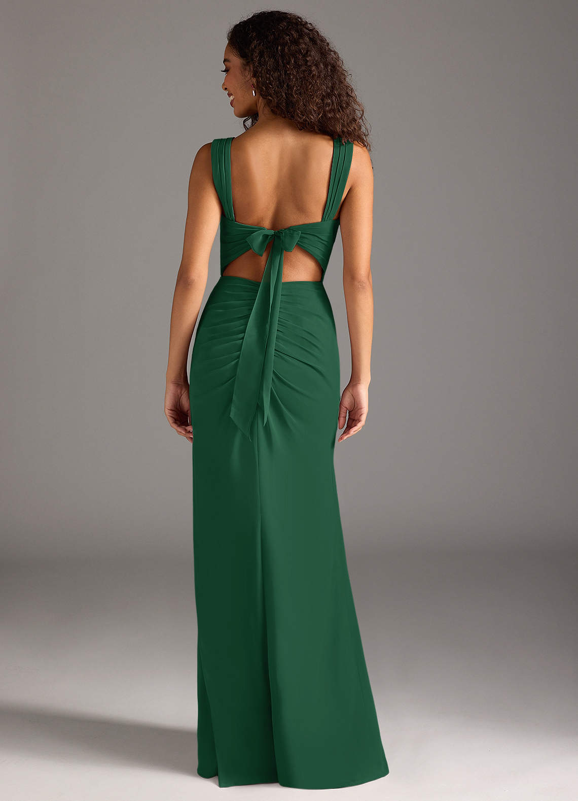 Azazie Jesaphine Bridesmaid Dresses Dark Green Sheath Bow Chiffon Dress image1