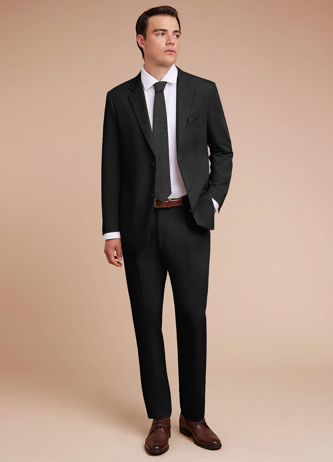 front Owen Black Lightweight Tailored Suit Jacket