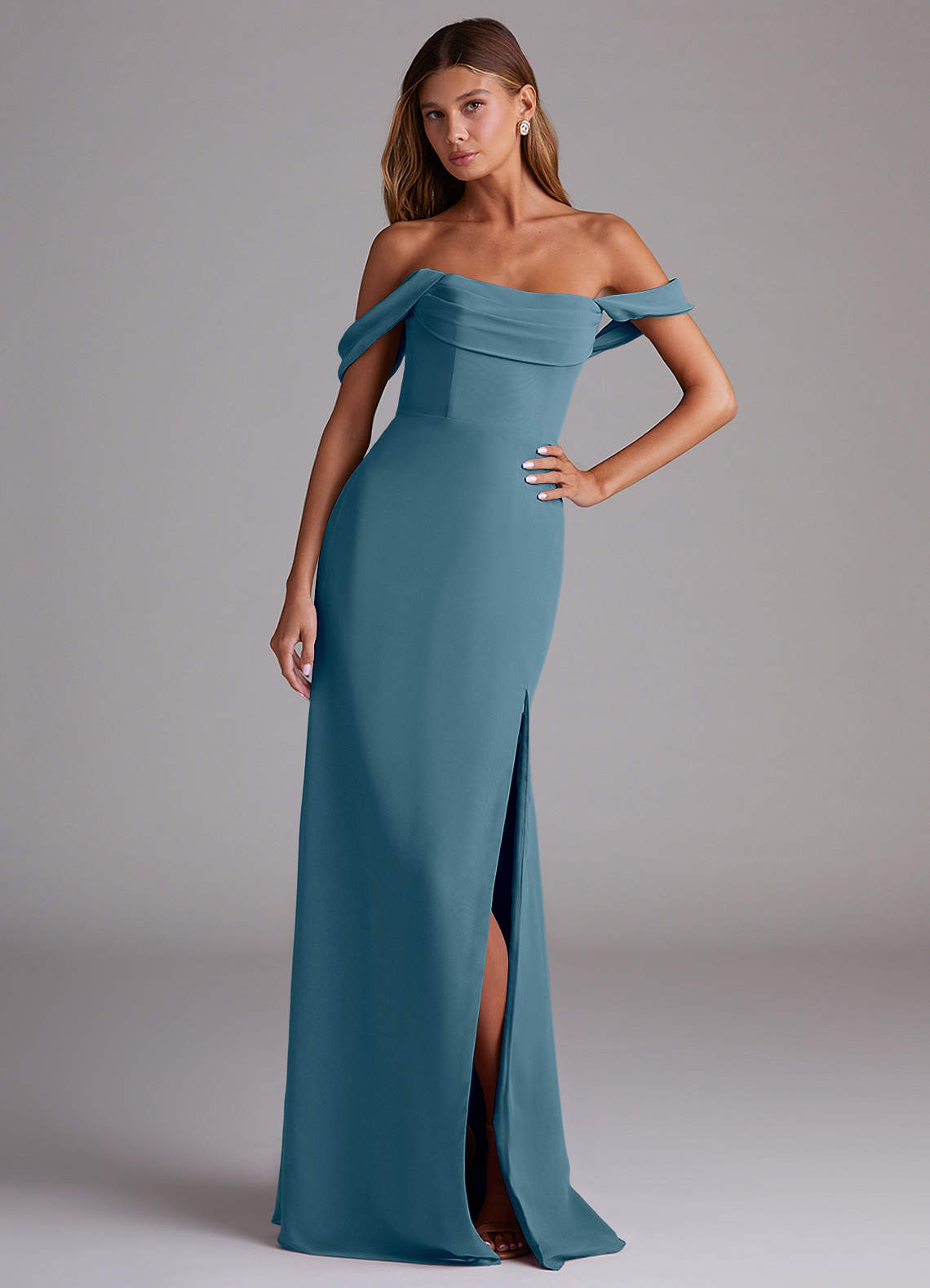 Azazie Saige Bridesmaid Dresses Bermuda A-Line Off the Shoulder Chiffon Convertible Dress image3