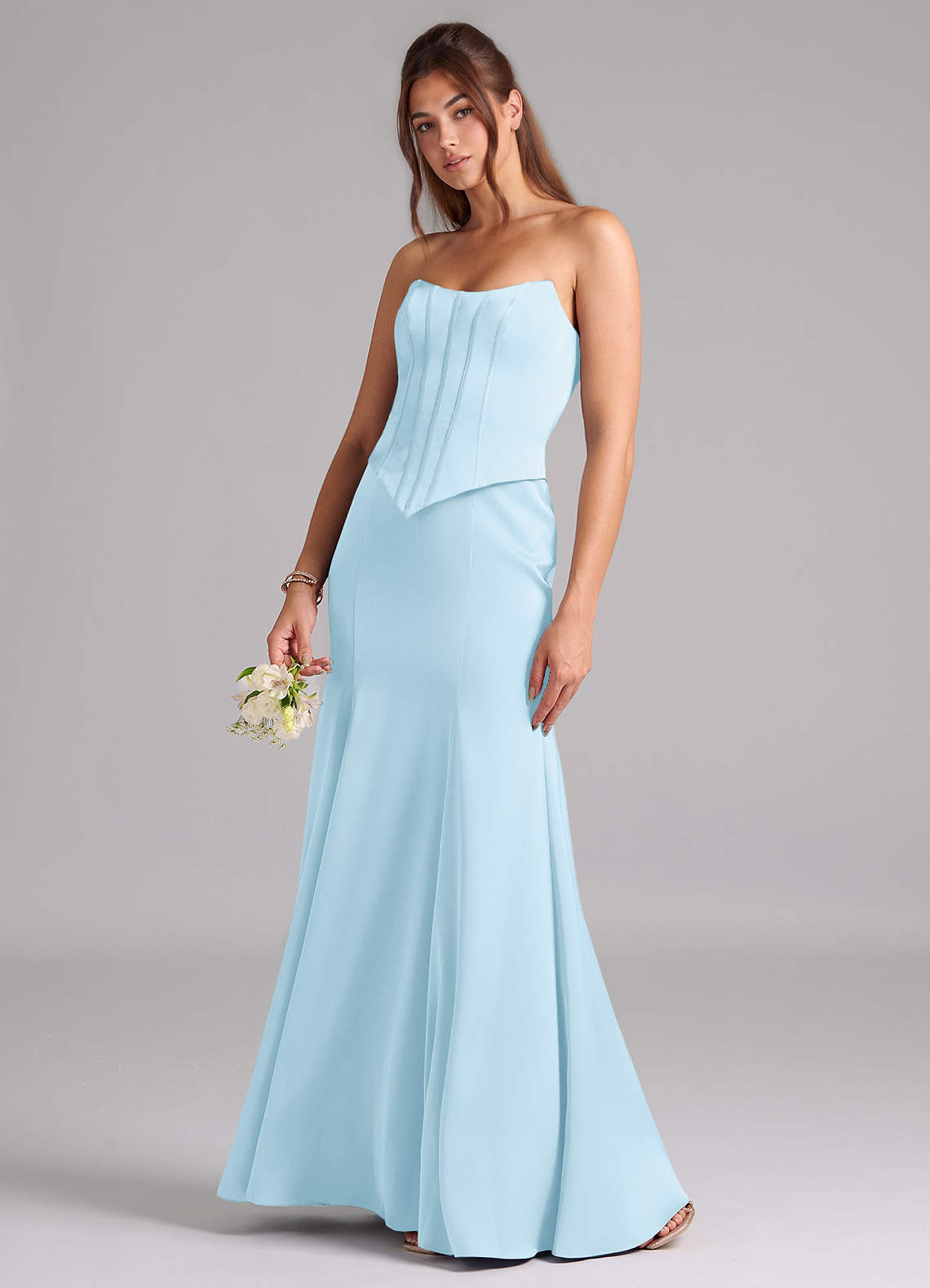 Azazie Ximena Bridesmaid Dresses Sky Blue Mermaid Corset Stretch Satin Convertible Dress image1