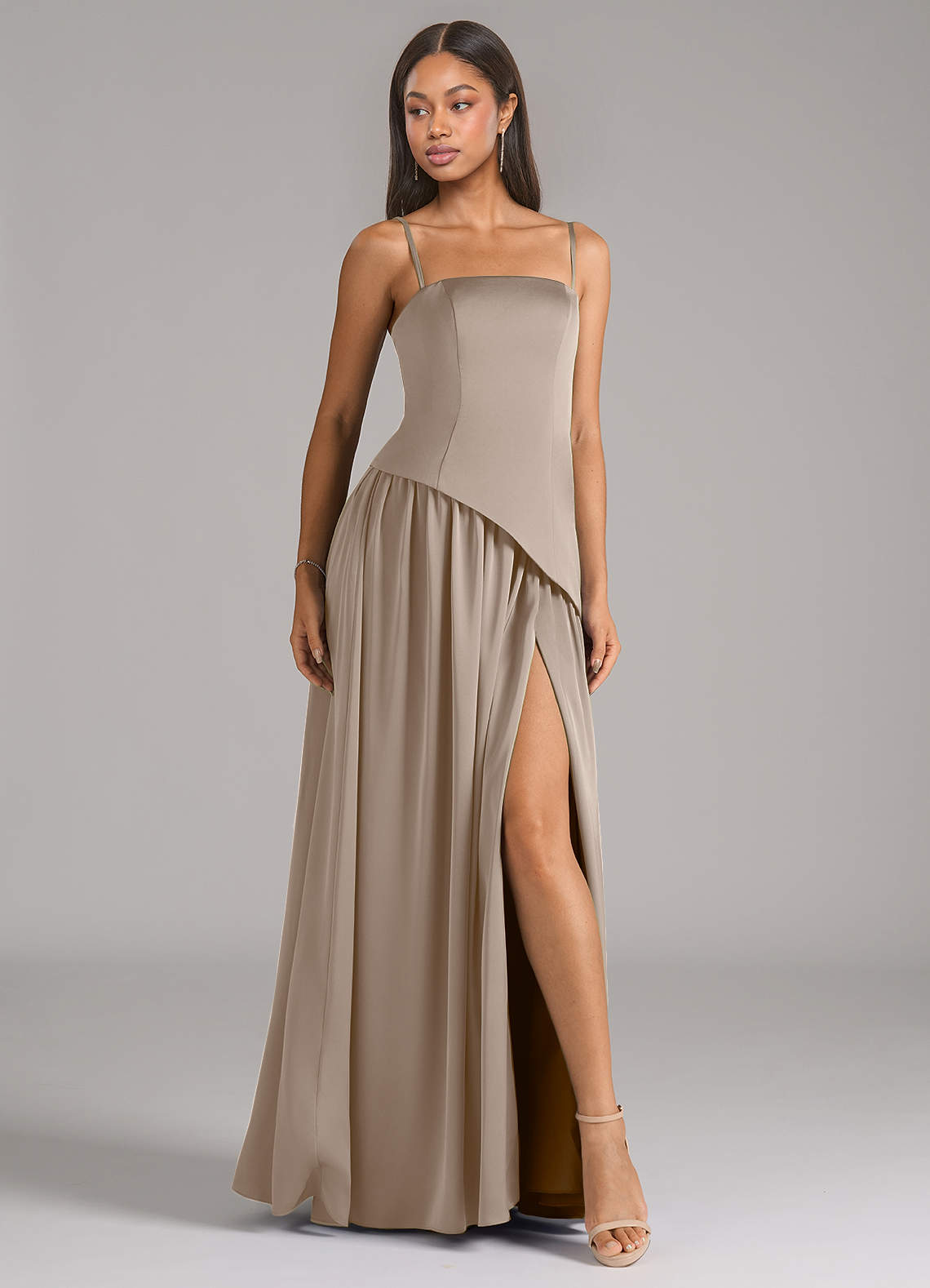 adeline bridesmaid dress Azazie A-Line Strapless Floor-Length Stretch Satin Dresses Maxi dress