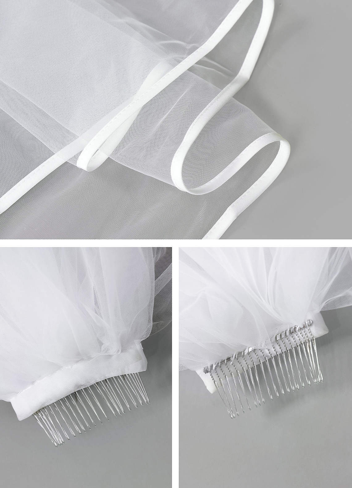 front Adeline Ribbon Cathedral Veil With Blusher