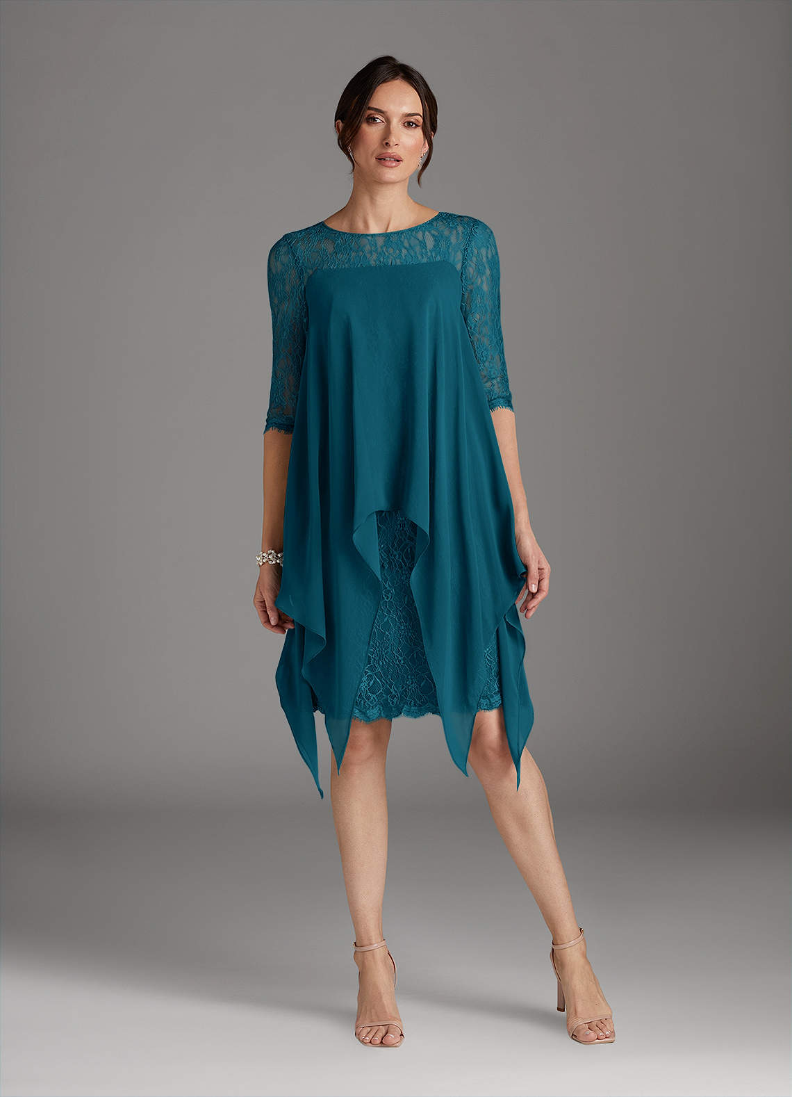 Azazie Flo Mother of the Bride Dresses Ink Blue A-Line Lace Chiffon Dress image1