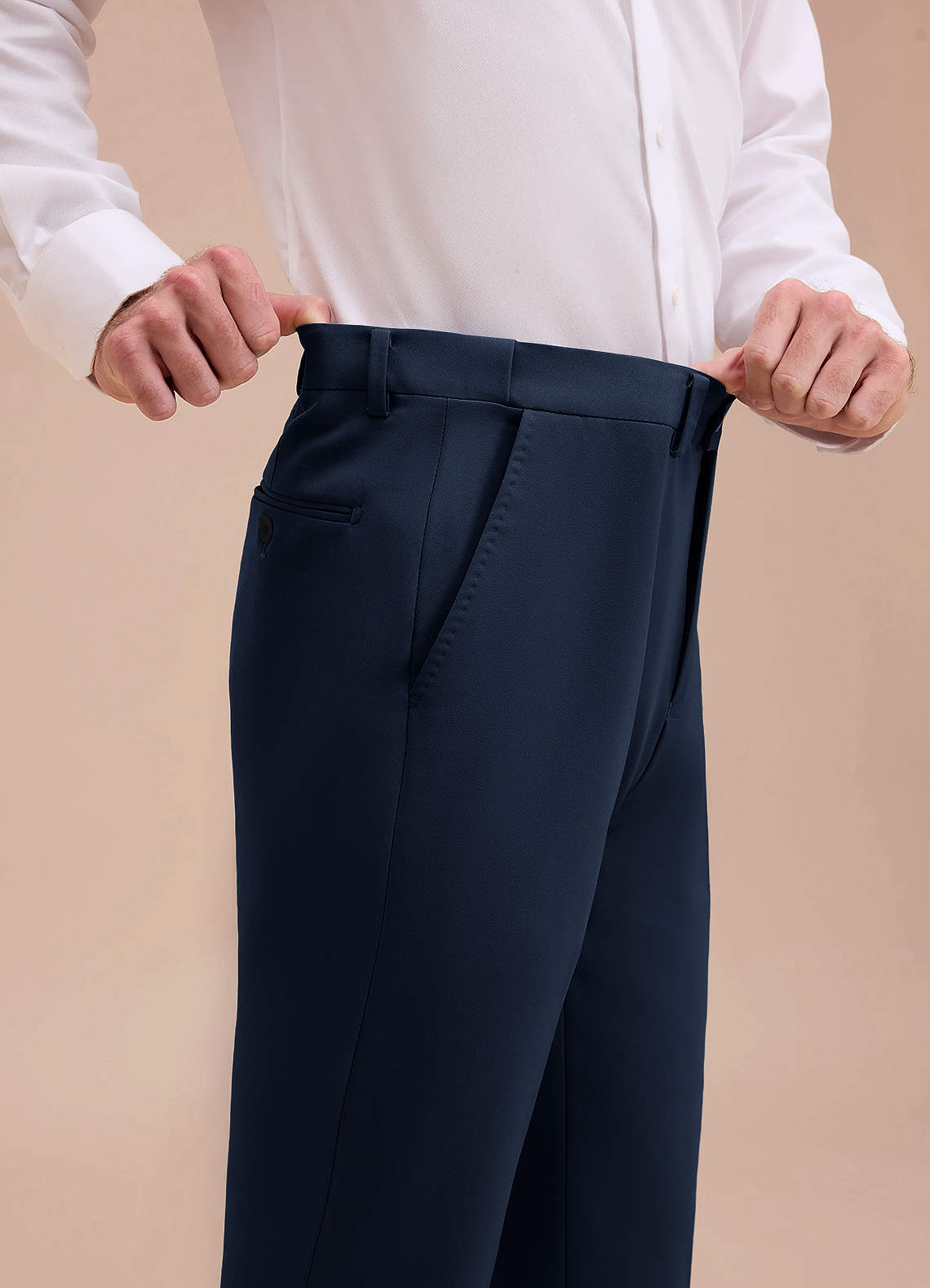 front Ethan Dark Navy Refined Weave Dress Pants