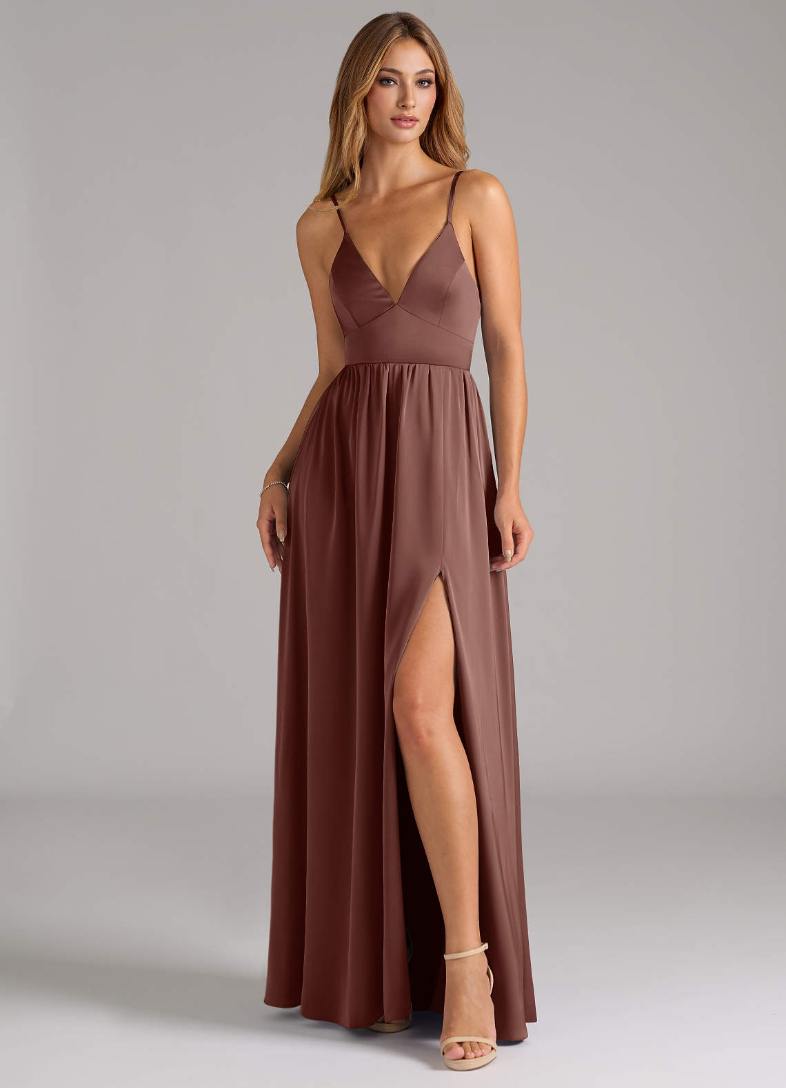 Azazie Aaida Essayer des robes à la maison Robe Trapèze en Satin extensible Corset émeraude image3