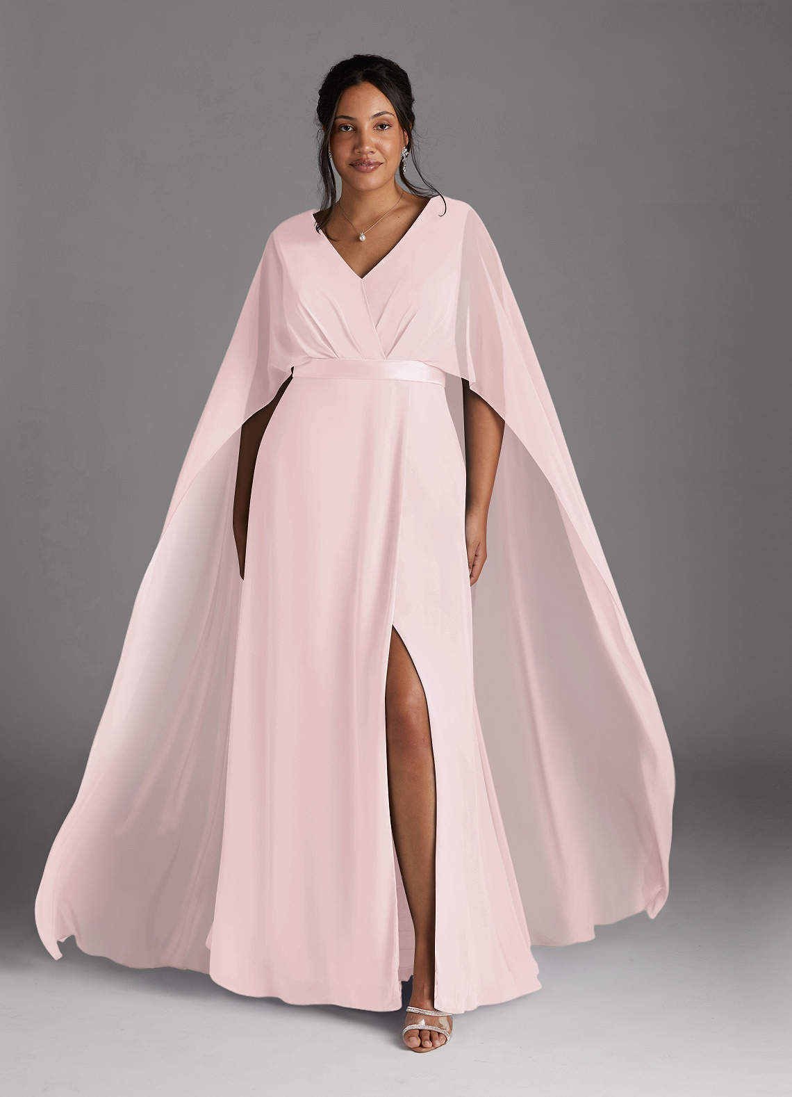Azazie Isa Mother of the Bride Dresses Blushing Pink A-Line V-Neck Pleated Chiffon Dress image6