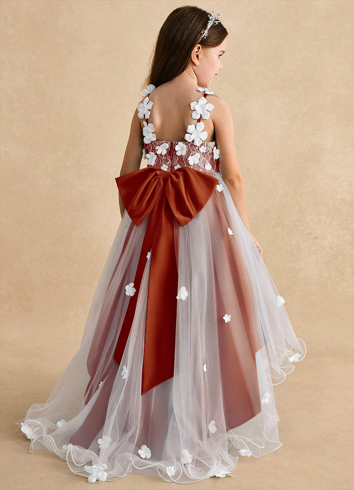 Azazie Celia Flower Girl Dresses Paprika A-Line Lace Tulle Dress image1