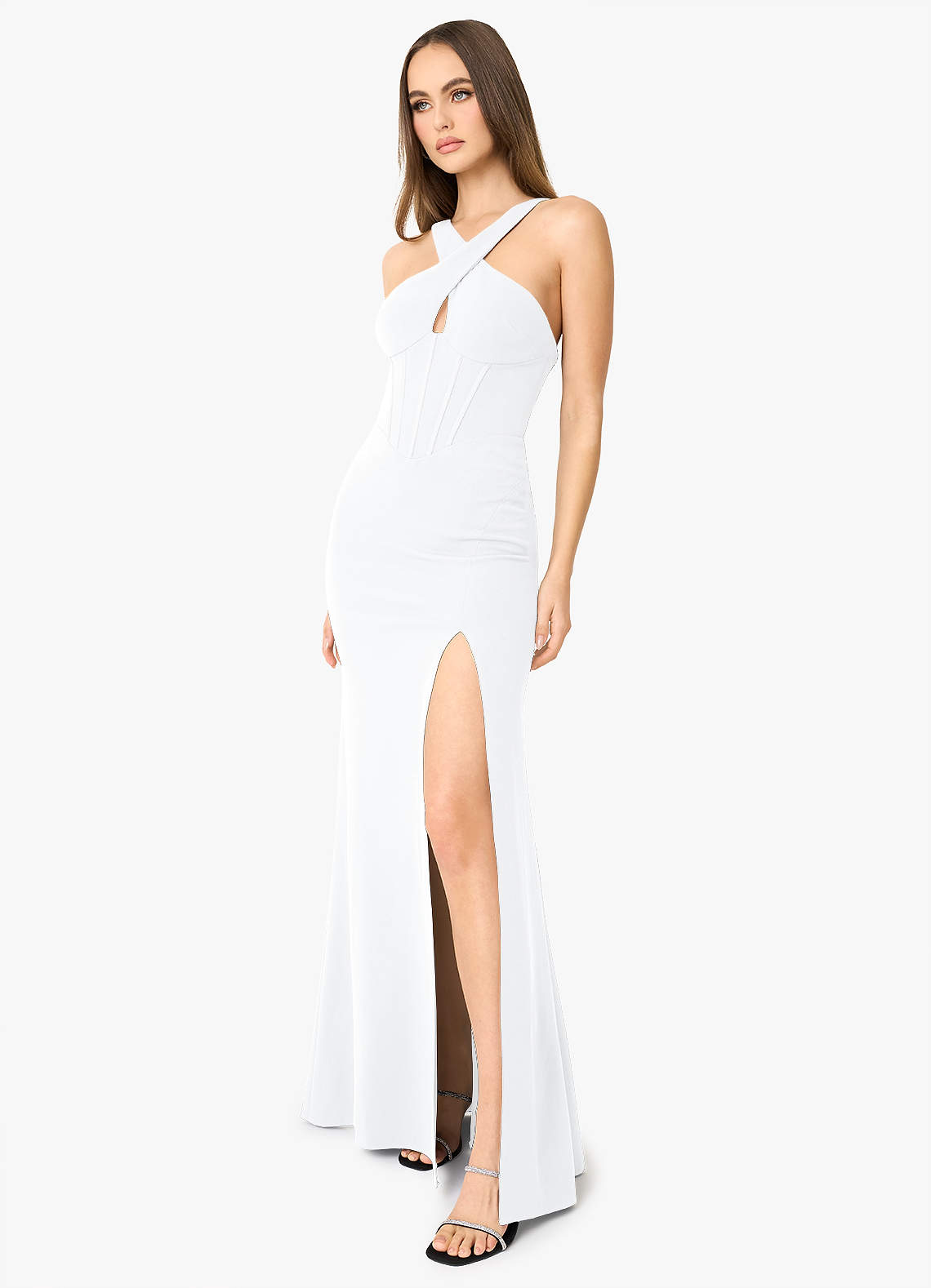 Reina White Cross Neck Maxi Dress Atelier Dresses | Azazie