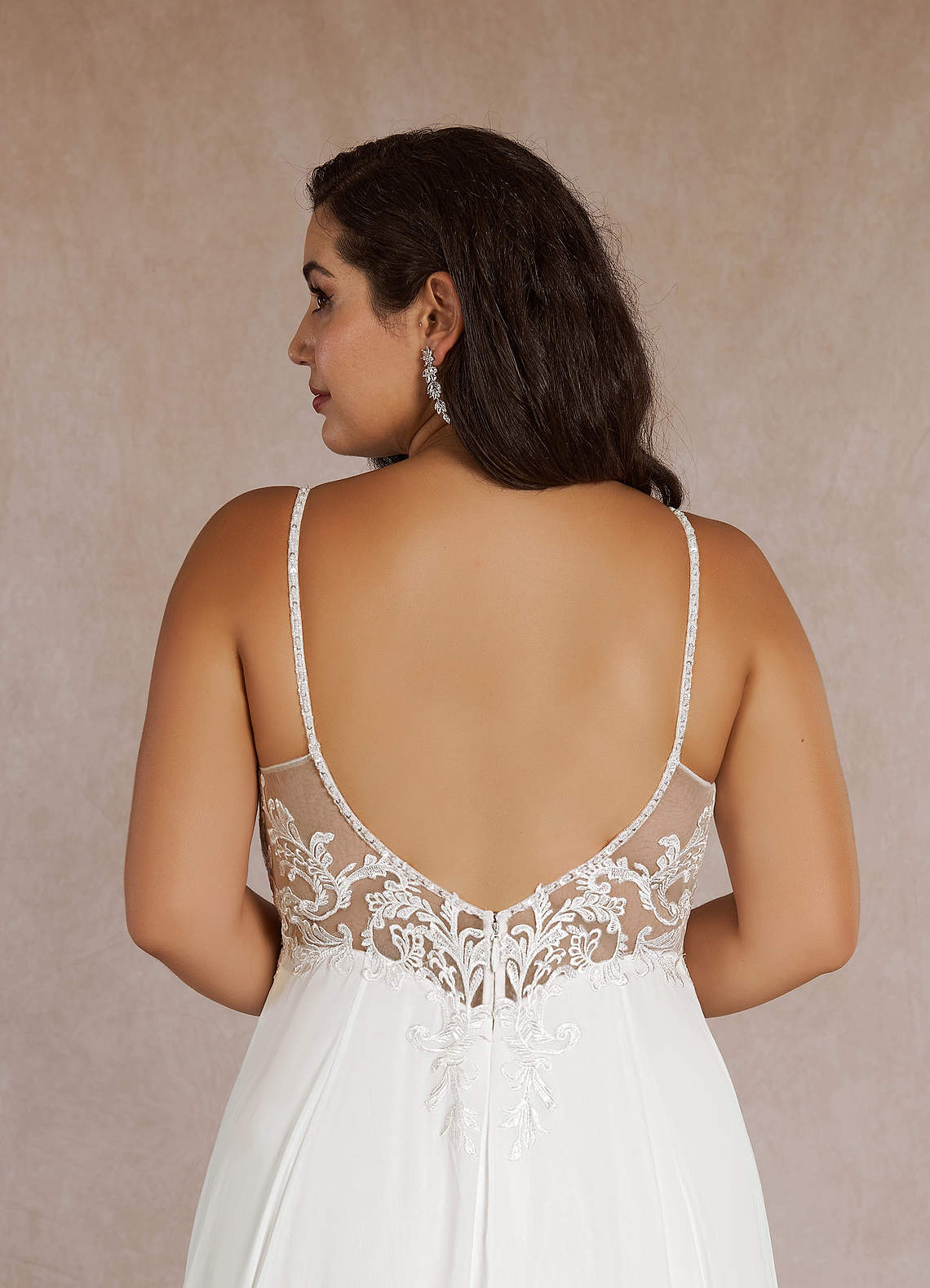Azazie Nova Trouwjurken Jurk van Chiffon met A-Lijn Pailletten Diamant Wit Naakt image19