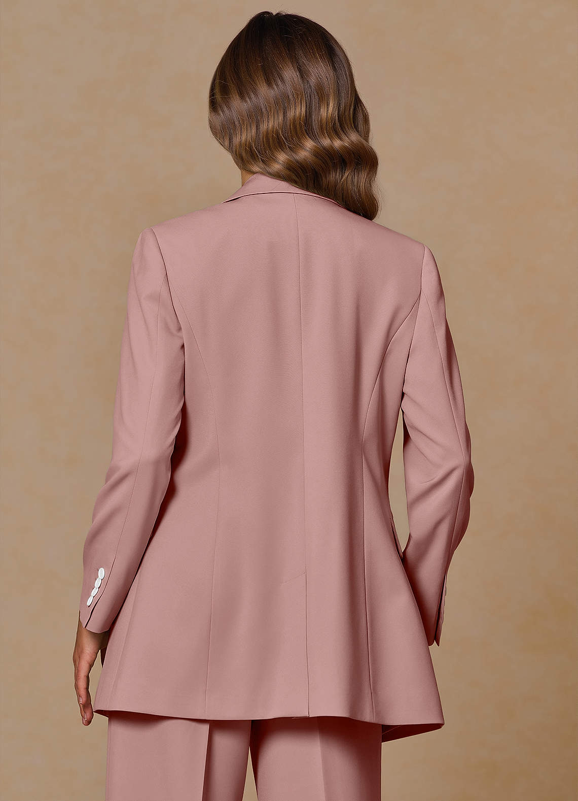 front Rowan Dusty Rose Refined Weave Performance blazer