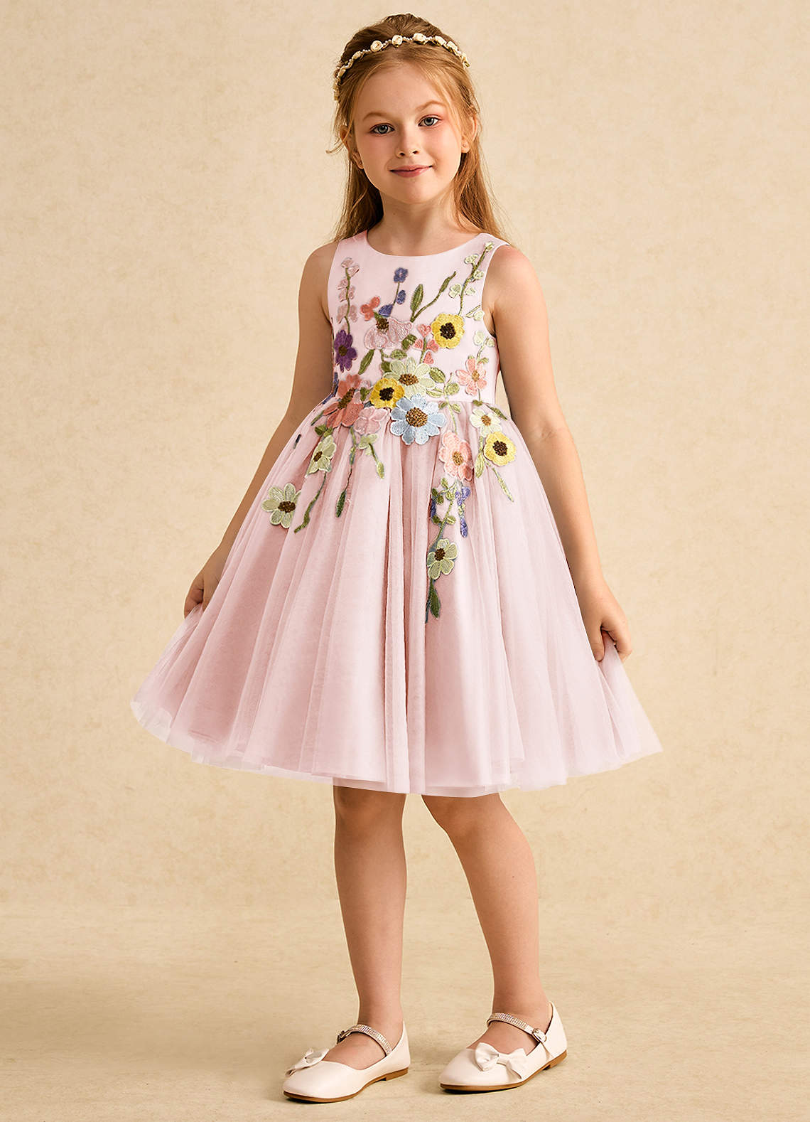 Azazie Prima Flower Girl Klänningar Klänning A-Line i Tyll Rosett image4