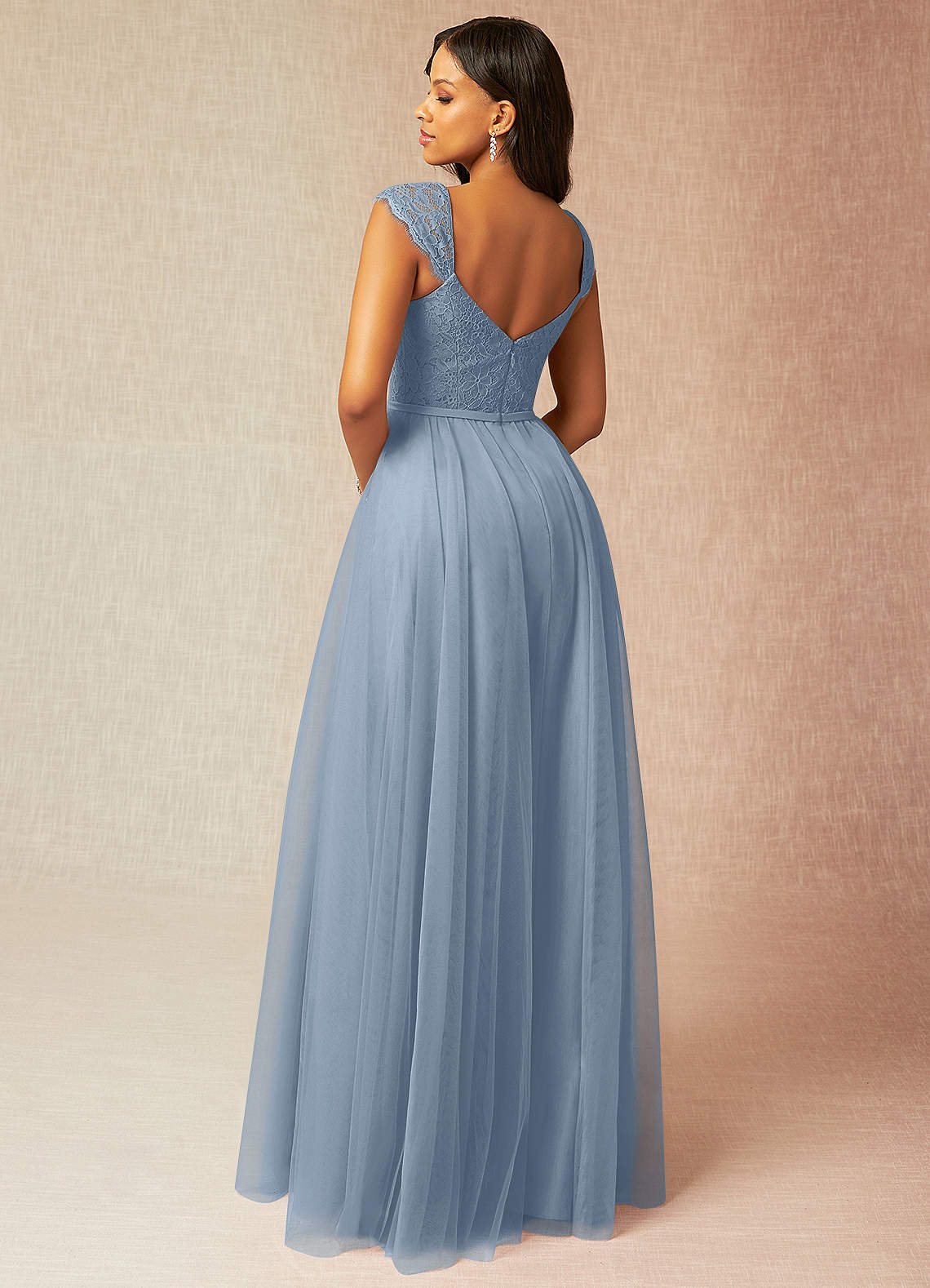 summer wedding bridesmaid dresses Romantic Long Lantern Sleeves Split Tulle Bridesmaid Dresses with Chai