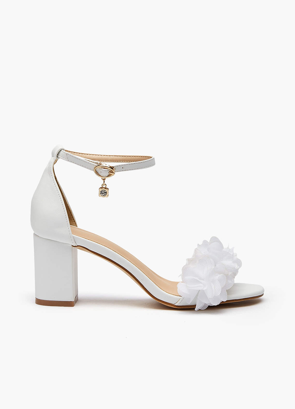front 3D Floral Block Heel Sandals