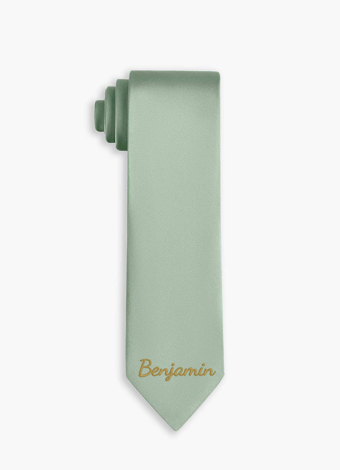 front Personalized Stretch Satin Embroidered Wide Tie