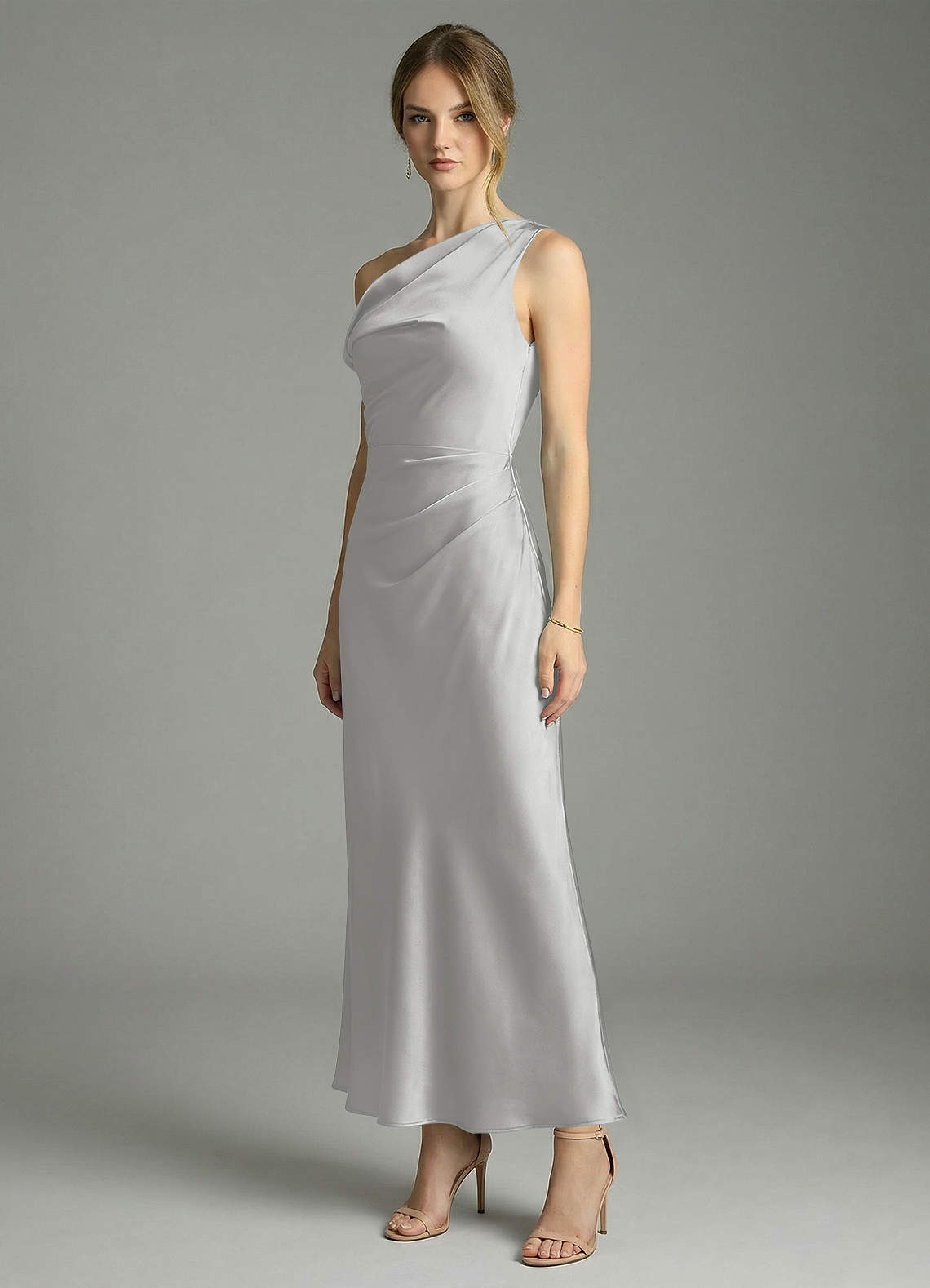 Azazie Emerson Morsiusneito Mekot Mrenneito Olkapään ulkopuolella Joustava satiini Nilkan pituus Pukeutua image3