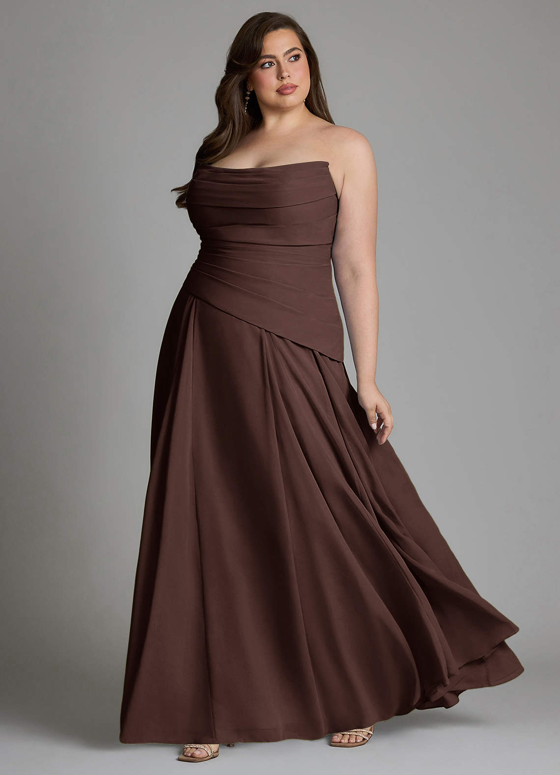 Azazie Gabriela Bridesmaid Dresses Ganache A-Line Corset Chiffon Dress image16
