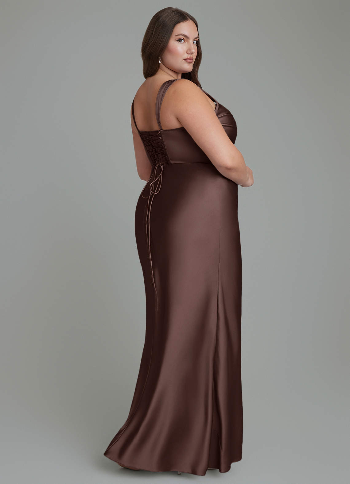 Azazie Agustina Bridesmaid Dresses Ganache Mermaid Corset Stretch Satin Dress image7
