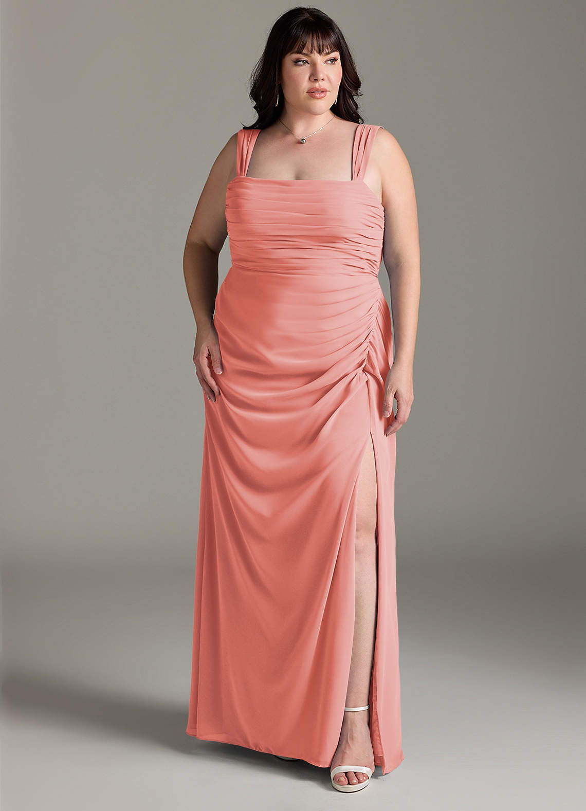 azazie coral bridesmaid dresses Azazie Deandra Coral Chiffon Bridesmaid Dresses