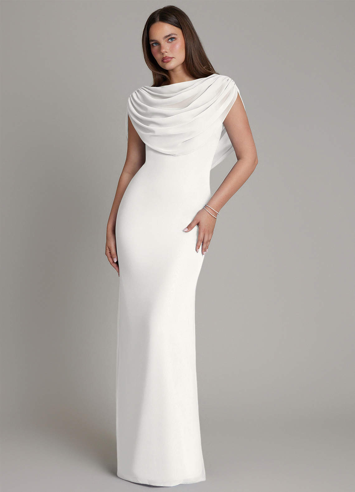 white cowl neck bridesmaid dress Azazie Hadley Such a dress is styleattribute-placement print Best Birthday Dress Outfit Size:Belt-48