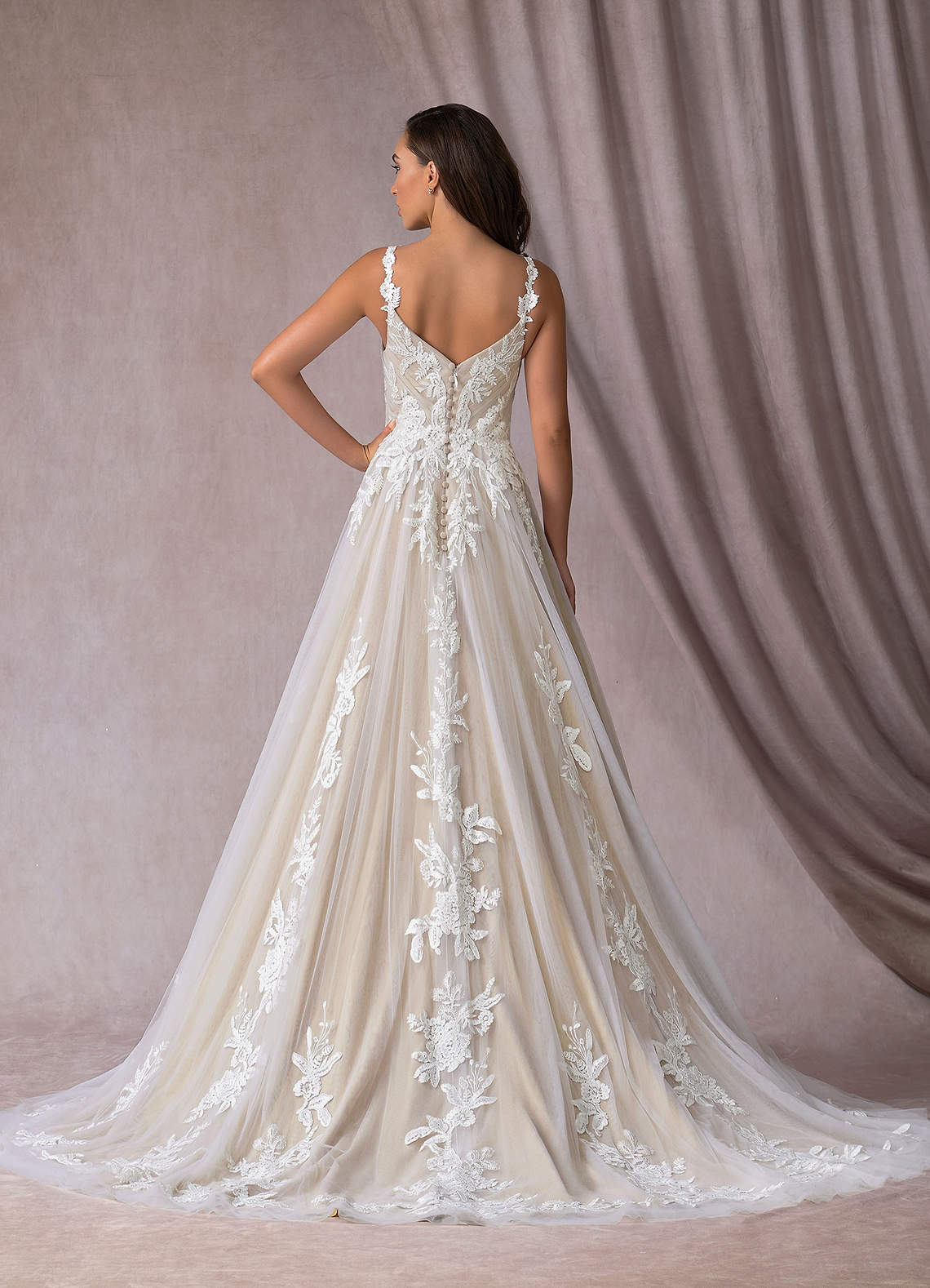Azazie Delaina Diamond White Nude A-Line V-Neck Sequins Tulle Dress ...