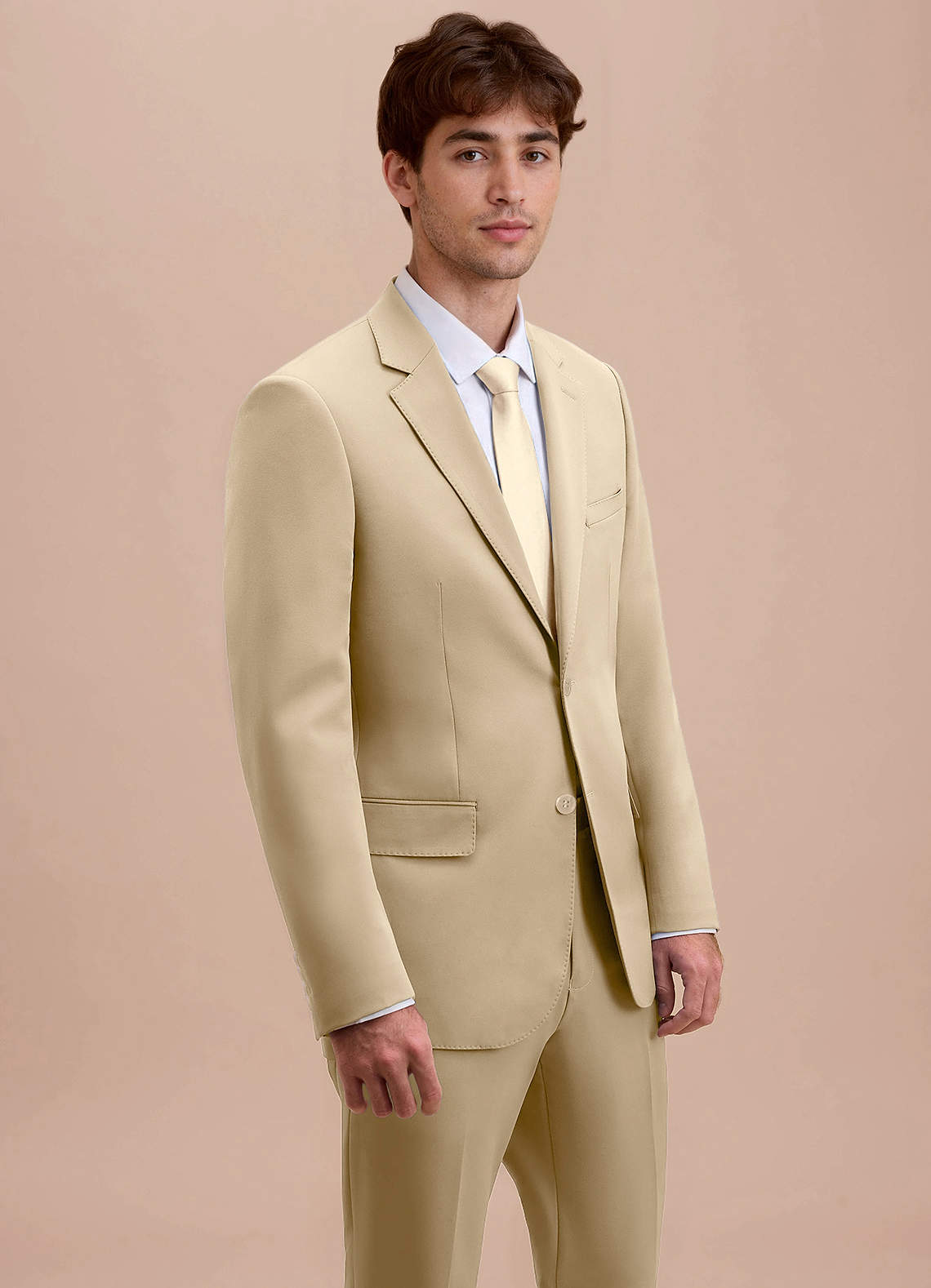 front Ethan Champagne Refined Weave Performance Suit Jacket